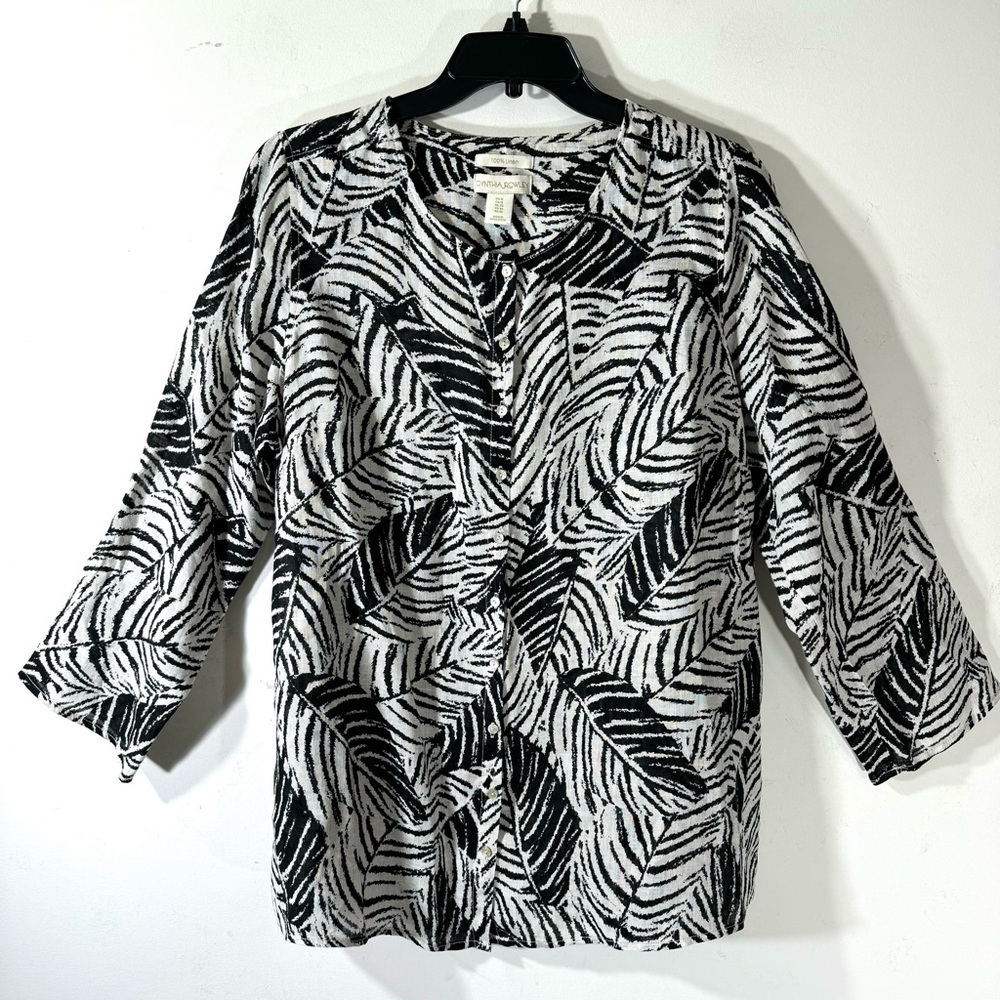 Cynthia Rowley Linen Button Front Tunic Shirt Sz 1X